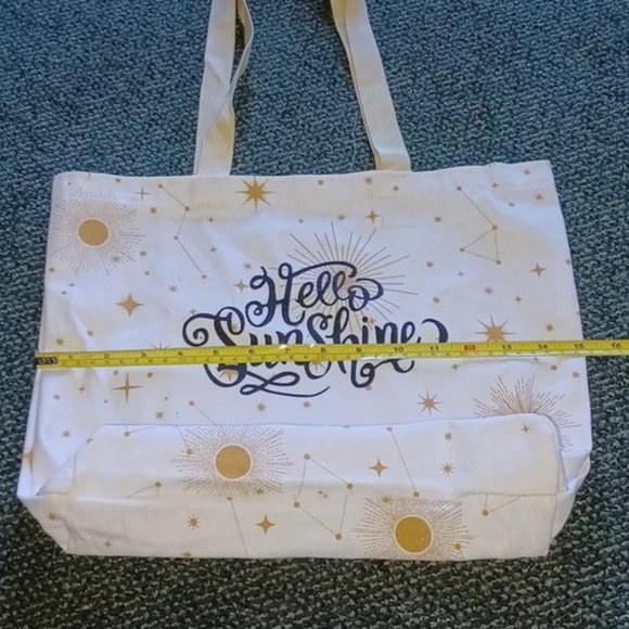 'Hello Sunshine' Sun, Stars, and Constellation tote bag with tassel - Picture 15 of 15
